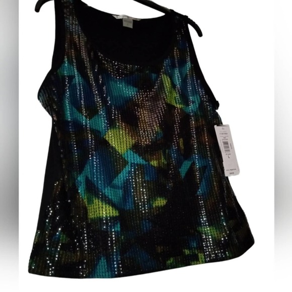 [B1] Peter Nygard Mosaic Multicolor Sleeveless Top $49, Size Large - Picture 2 of 7